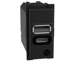 Bticino K4191AC Cargador USB con Dos entradas Tipo A y C, para Instalar en la Placa Living Now, para Cargar un Solo Dispositivo electrónico de hasta 15 W o Dos Dispositivos simultáneamente, 1 módulo