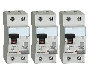 Bticino - Kit compuesto de 3 piezas del interruptor magnetotérmico diferencial 16A Bianco