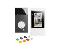 BTICINO Kit Videoportero Conectado Classe 300 EOS WiFi w Netatmo, 2hi negra | Kit Videoportero Conectado, Listo para Instalar, Monitor Blanco 2 hilos y Placa de calle Linea negra, 363915