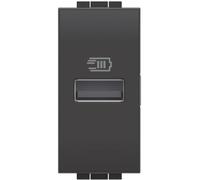 Bticino L4191A Cargador USB con una Entrada Tipo A para Instalar en la Placa Livinglight, para Cargar Dispositivos electrónicos de hasta 15 W, 1 módulo, Antracita