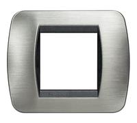 BTICINO L4802ACS - LIVING INT - PLACCA 2P ACCIAIO SPAZZOLATO