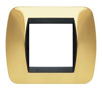 BTicino L4802OR living int - Placa de 2 plazas oro real