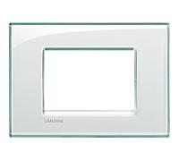 BTicino - Living Light LNA4803AC - Placa cuadrada de 3 puntos color acero, blanco, LNA4803KA