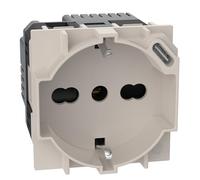 BTICINO Living Now - Enchufe Schuko italiano P40 + cargador USB tipo C, Quick Charge, toma eléctrica con alvéolos protegidos, compatible con enchufes italianos/Schuko, 2 módulos, KM4140A16USB