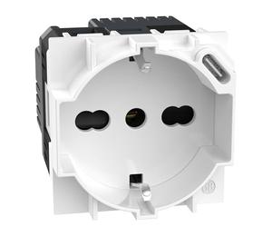 BTICINO Living Now - Enchufe Schuko italiano P40 + cargador USB tipo C, Quick Charge, toma eléctrica con alvéolos protegidos, compatible con enchufes italianos/Schuko, 2 módulos, KW4140A16USB