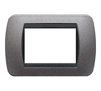 Bticino Living Placa, 3 módulos de Acero Cepillado con Marco Interior, Antracita, Negro, L4803GF