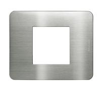 BTICINO MatixGO - Placa de tecnopolímero Steel JA4802ES placa MatixGO 2 módulos