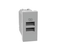 BTICINO MatixGO Toma de corriente con puerto USB 1 módulo Gris JG4191AA Cargador USB con dos puertos tipo A, 15W