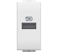 Bticino N4191A Cargador USB con una Entrada Tipo A para Instalar en la Placa Livinglight, para Cargar Dispositivos electrónicos de hasta 15 W, 1 módulo, Color Blanco