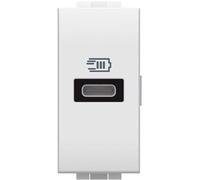 Bticino N4192C Cargador USB con una Entrada Tipo C para Instalar en la Placa Livinglight, para la Carga rápida de Dispositivos electrónicos hasta 20 W, 1 módulo, Blanco