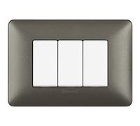 Bticino - Placa 3 módulos, Gris, AM4803MIR