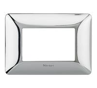 Bticino - Placa 3 módulos, Plateado, AM4803GCR