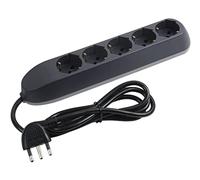 Bticino Regleta eléctrica Poker sin Cable con 5 enchufes universales P40 Schuko Zipasso Schuko estándar alemán, Potencia máxima 3500 W, Color Gris