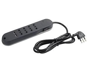 BTicino Regleta eléctrica Slim con Interruptor de luz, 4 Tomas de Dos Puntas 10/16 A, 2 enchufes USB Tipo A 2400 mA, Cable de 1,5 m con Enchufe pequeño 10 A, Ahorro de Espacio, 2500 W, Gris