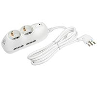 BTicino - Regleta multicontactos compacta Slot6 con interruptor luminoso automático de seguridad - 4 tomas de derivación 10/16 A y 2 P30, toma de 10A - Color blanco, blanco, 3695DB 2200 wattsW, 250 voltsV
