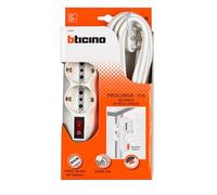 BTICINO Regleta multitoma Slot 3696DB5, regleta eléctrica de 6 plazas, 2 Tomas Schuko estándar alemán, 4 Tomas bipaso bivalentes 10/16 A, Toma múltiple con Interruptor, Enchufe Grande 16 A, Cable 5 m
