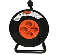 Bticino S2515N S2515N-Juego de bobinadora de Cable 3 x 1,5, 15 m, 4 Tomas Pluristandard, Negro/Naranja