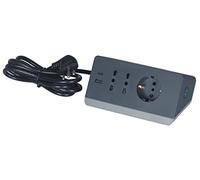 Bticino S3711DBU Regleta Eléctrica Escritorio Enchufe Pequeño 10A 2 Tomas 10 o 16A 1 Toma Schuko 2 USB 3A Tipo A-C Interruptor de Seguridad Cable 2m Gris