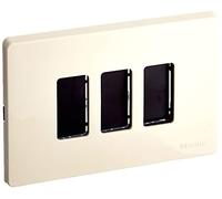Bticino S503/13RS Magic Kit, Soporte y Placa, 3 módulos, Marfil, Blanco Perla (ral 1013)