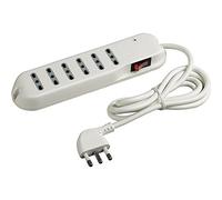 Bticino Slim6 regleta, 6 Tomas bipasso 2 P + T 10/16 A con Cable, Enchufe 16 A, Interruptor Luminoso, antidescargas, Blanco, 3631DBF