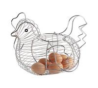Bticx Cesta de alambre de metal para huevos de gallina, diseño en forma de pollo, cesta de huevos de almacenamiento de frutas, cesta de alambre de almacenamiento de cocina para el hogar Kicthen