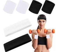 BTIYMU Cinta de Pelo Mujer y Muñequeras Sudor, Cintas Pelo Mujer Deportivas Fina Elastica Antideslizante Blanca Negra, Bandas para el Sudor Diadema Elástica Deportiva Deporte Yoga Maquillaje Running