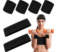 BTIYMU Cinta de Pelo Mujer y Muñequeras Sudor, Cintas Pelo Mujer Deportivas Fina Elastica Antideslizante Negra, Bandas para el Sudor Diadema Elástica Deportiva Deporte Yoga Maquillaje Running