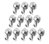 BTLIN Mini Ganchos Magnéticos, Potentes Imanes Neodimio con Ganchos Pequeños, Carga Máxima 8KG para Cocina Nevera Oficina Garaje 12 Piezas