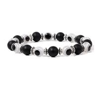 BTMDECOR 2 pulseras de ojo de la fortuna para mujeres y hombres, pulseras de cuentas coloridas, pulseras elásticas de cristal para parejas, regalo, 19 cm, Ágata