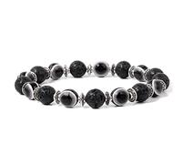 BTMDECOR 2 pulseras de ojo de la fortuna para mujeres y hombres, pulseras de cuentas coloridas, pulseras elásticas de cristal para parejas, regalo, 17 cm, Ágata