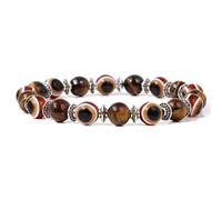 BTMDECOR 2 pulseras de ojo de la fortuna para mujeres y hombres, pulseras de cuentas coloridas, pulseras elásticas de cristal para parejas, regalo, 21 cm, Ágata