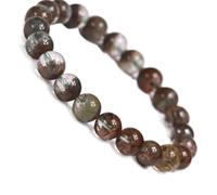 BTMDECOR Pulsera de cristal fantasma natural para atracción de riqueza, cuentas de fantasma rojo y verde, joyería de energía de meditación, 11 mm, Ágata