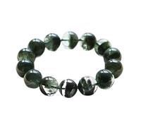 BTMDECOR Pulsera de cuarzo fantasma verde brasileño natural para hombres y mujeres, regalo para suerte y prosperidad