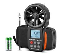 BTMETER Anemómetro digital BT-100 de mano, medidor de velocidad del viento, mide con precisión la velocidad del viento y la temperatura para CFM con MAX/MIN/AVG, pantalla LCD retroiluminada, HVAC