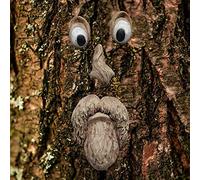 BTMIEY Cara de árbol 3D, decoraciones de arte de patio, anciano divertido, escultura, cara de árbol caprichosa, decoración de jardín (A)