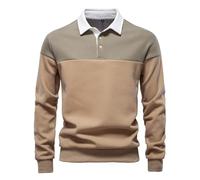 Btmpmcs Camisa Polo de Manga Larga Premium para Hombre Camisa de Rugby Casual Lisa Color Contrastante Patchwork Algodón Camiseta Tops Golf Tenis Trabajo Camisetas Primavera Otoño Polos Elegantes para