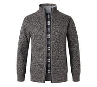 Btmpmcs Cárdigan de Punto para Hombre Casuales Chaqueta con Cremallera Suéter de Punto De Manga Larga Otoño Invierno Grueso y cálido Abrigo con Forro Polar Slim Fit Cálida