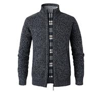 Btmpmcs Cárdigan de Punto para Hombre Casuales Chaqueta con Cremallera Suéter de Punto De Manga Larga Otoño Invierno Grueso y cálido Abrigo con Forro Polar Slim Fit Cálida