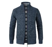 Btmpmcs Cárdigan de Punto para Hombre Casuales Chaqueta con Cremallera Suéter de Punto De Manga Larga Otoño Invierno Grueso y cálido Abrigo con Forro Polar Slim Fit Cálida