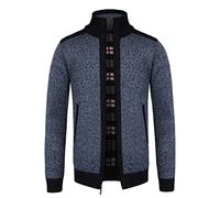 Btmpmcs Cárdigan de Punto para Hombre Casuales Chaqueta con Cremallera Suéter de Punto De Manga Larga Otoño Invierno Grueso y cálido Abrigo con Forro Polar Slim Fit Cálida