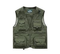 Btmpmcs Chaleco de pesca con múltiples bolsillos para hombre Aire Libre Viajes Deportes Chalecos Casual Respirable chaqueta de secado rápido sin mangas Chaleco de Camping Senderismo
