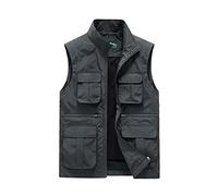 Btmpmcs Chaleco de pesca de secado rápido para hombre Táctica Chaleco de Trabajo con múltiples bolsillos Aire Libre Respirable Chaleco chaqueta sin mangas para Cámping Fotografía Viajes