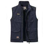 Btmpmcs - Chaleco de pesca para hombre de secado rápido al aire libre, multibolsillos, chaqueta sin mangas casual, transpirable, para trabajo, safari, viajes, senderismo, fotografía, top, B-azul