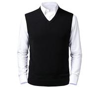 Btmpmcs Chaleco SuéTer para Hombre con Cuello en V Jersey de Punto sin Mangas clásico Caballero Cardigans Chaqueta Otoño Invierno Prendas de Punto Pullover