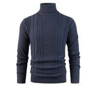 Btmpmcs Jersey para Hombre Otoño Invierno con Cuello Alto JerséIs Suéter De Punto Clásico Negocios Cálido Grueso Jersey Sudadera Delgado de Manga Larga Informal Sweater Básico Color Sólido