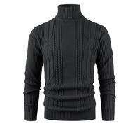 Btmpmcs Jersey para Hombre Otoño Invierno con Cuello Alto JerséIs Suéter De Punto Clásico Negocios Cálido Grueso Jersey Sudadera Delgado de Manga Larga Informal Sweater Básico Color Sólido