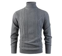 Btmpmcs Jersey para Hombre Otoño Invierno con Cuello Alto JerséIs Suéter De Punto Clásico Negocios Cálido Grueso Jersey Sudadera Delgado de Manga Larga Informal Sweater Básico Color Sólido