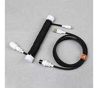 BTNCL Cable en espiral de doble manga, enrollador de varilla fija, conector de aviador desmontable, cable para teclado mecánico (negro)