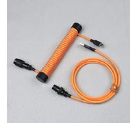 BTNCL Cable en espiral de doble manga, enrollador de varilla fija, conector desmontable, cable para teclado mecánico (naranja)