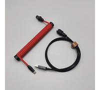 BTNCL Cable en espiral, enrollador de varilla fija, conector de aviador desmontable, cable de doble manga para teclados mecánicos (rojo y negro)